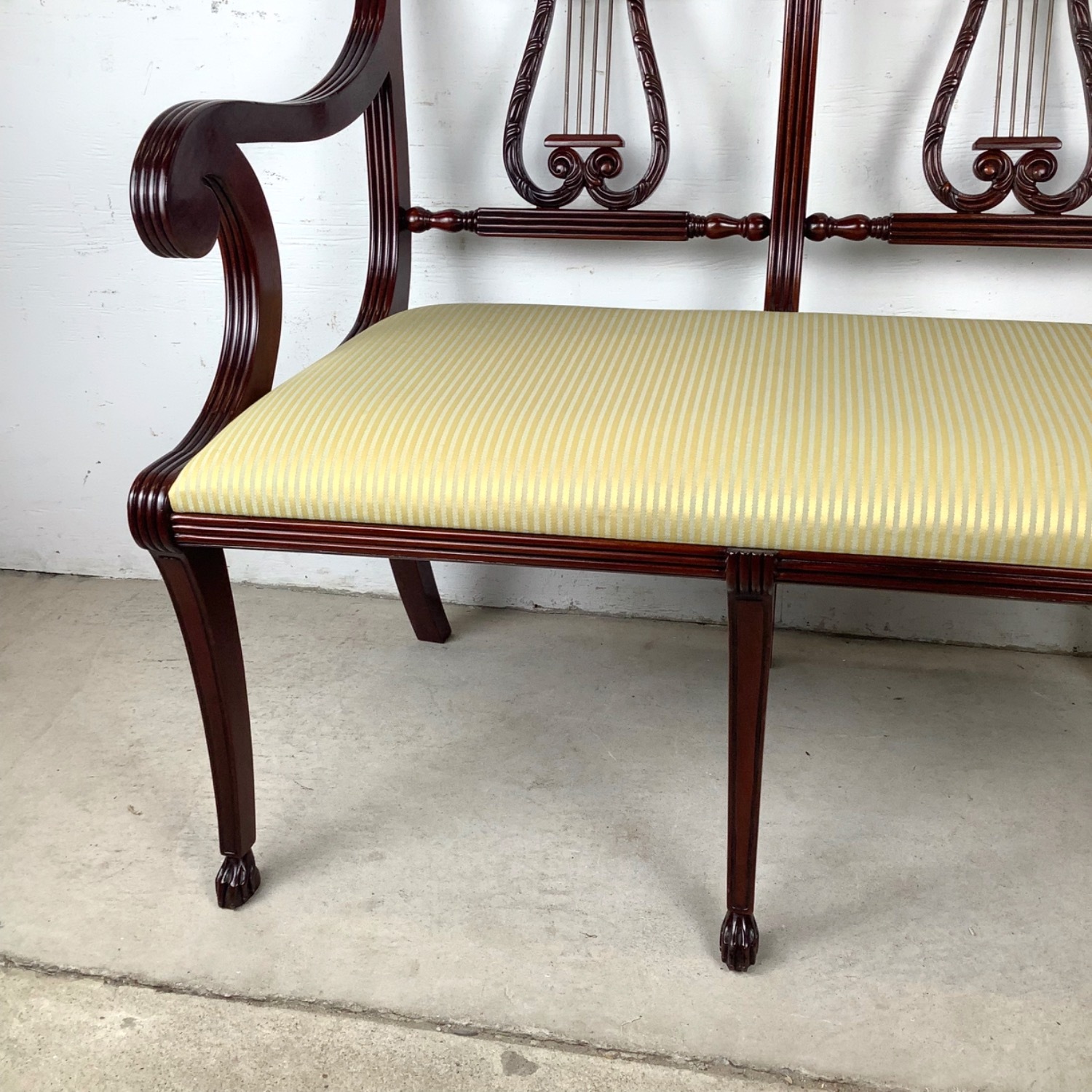 Mahogany Federal Revival Lyre-Back Bench - image-20