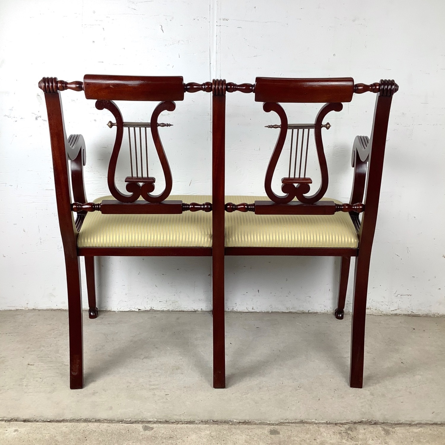 Mahogany Federal Revival Lyre-Back Bench - image-8