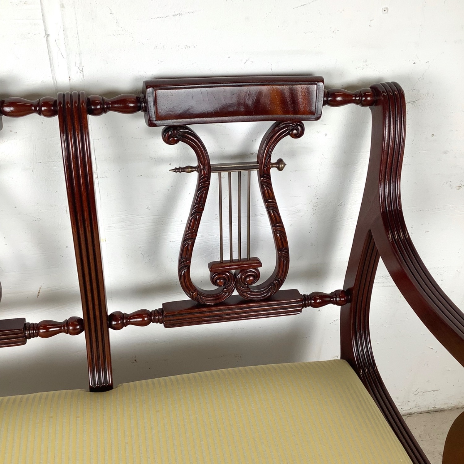 Mahogany Federal Revival Lyre-Back Bench - image-6