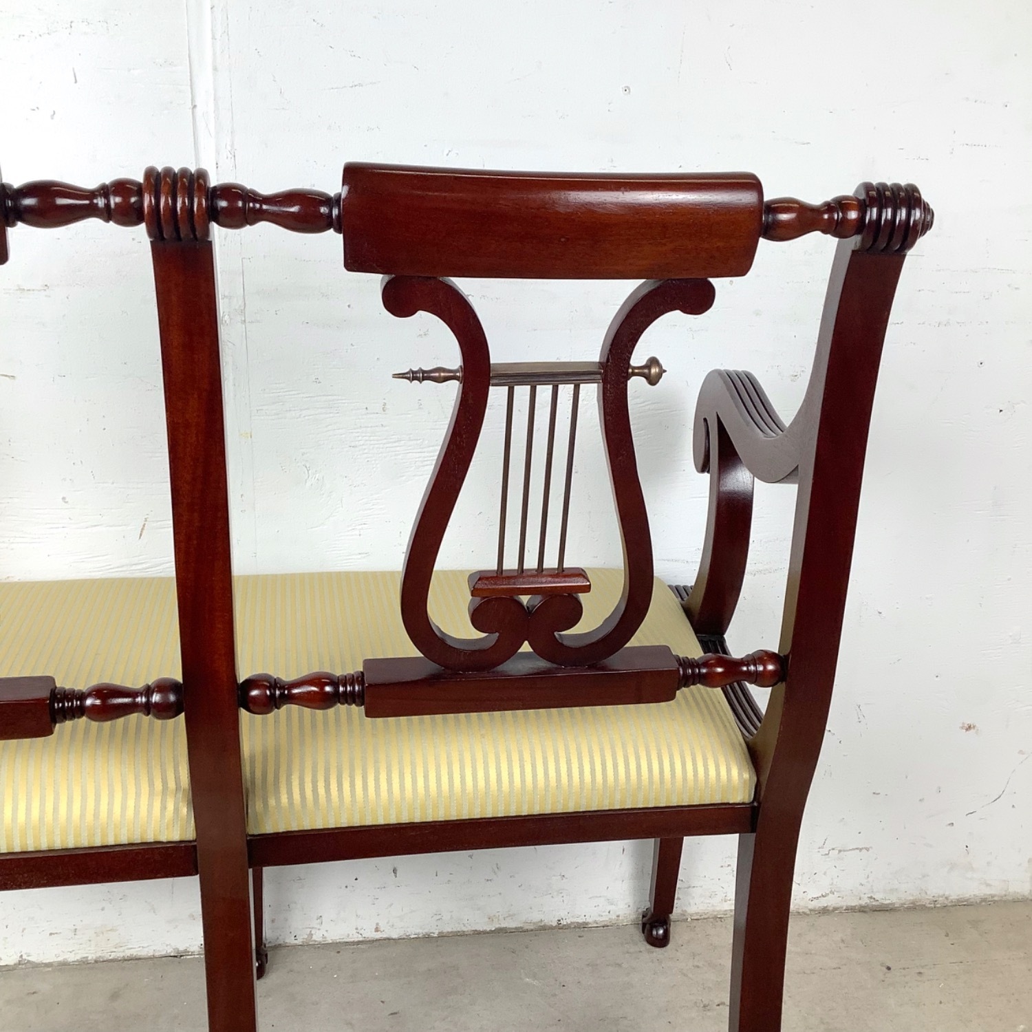 Mahogany Federal Revival Lyre-Back Bench - image-13