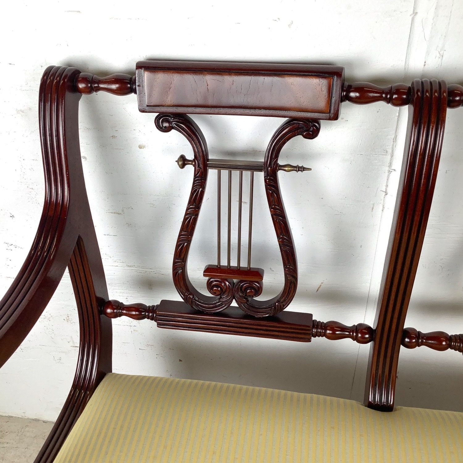 Mahogany Federal Revival Lyre-Back Bench - image-21