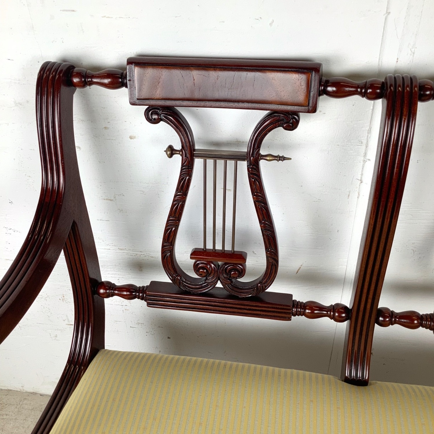 Mahogany Federal Revival Lyre-Back Bench - image-5