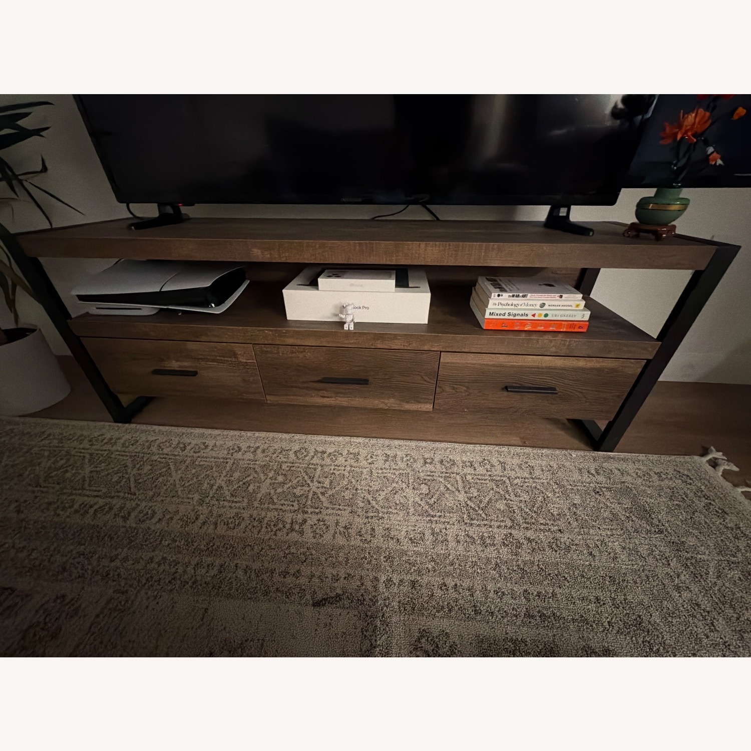 Dark Brown Wood Media Storage - image-2