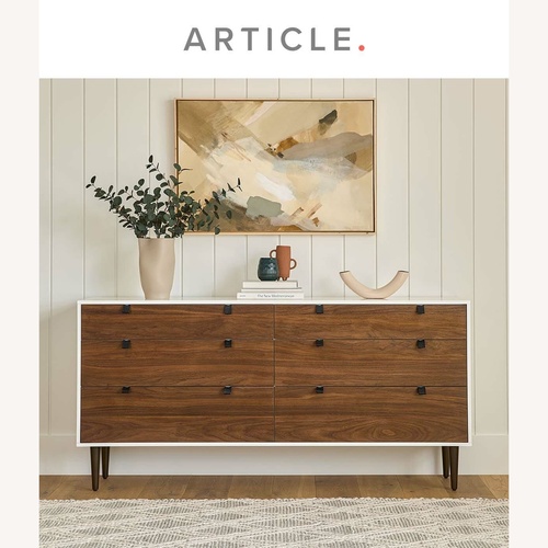 Used Envelo Modern Walnut + Black 6-Drawer Dresser for sale on AptDeco