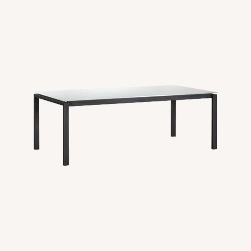 Used Tempered Glass and Metal Dining Table for sale on AptDeco