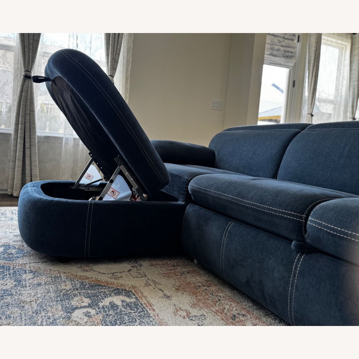 Rooms To Go Cresent Blue Fabric 3+ Seater Sofa - image-2