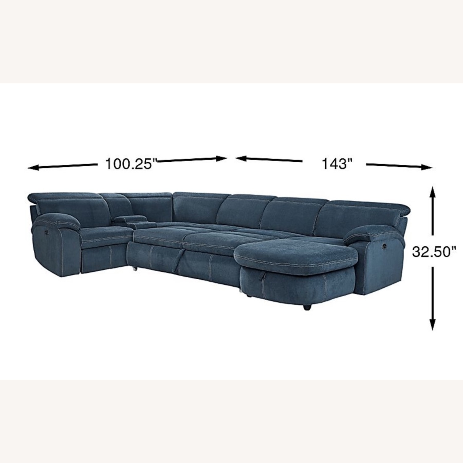 Rooms To Go Cresent Blue Fabric 3+ Seater Sofa - image-4