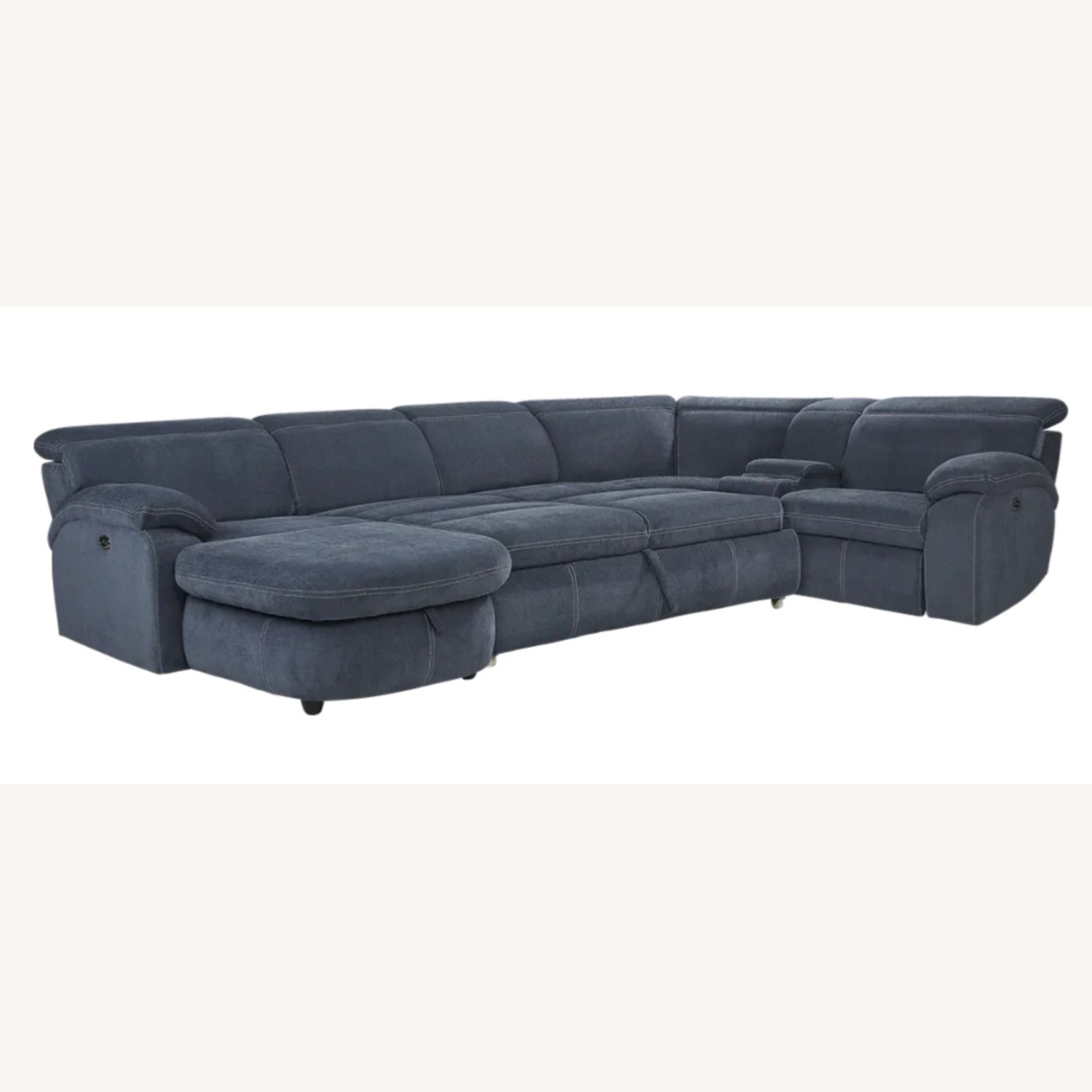 Rooms To Go Cresent Blue Fabric 3+ Seater Sofa - image-8