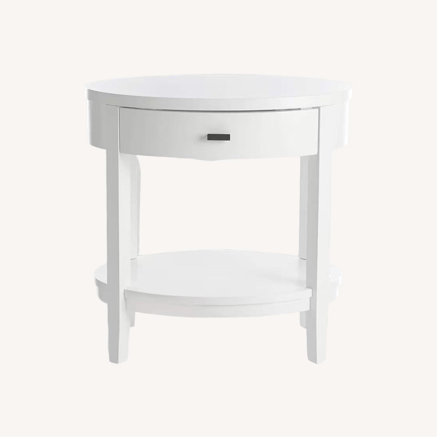 Crate & Barrel Arch White Oval Nightstands - image-0