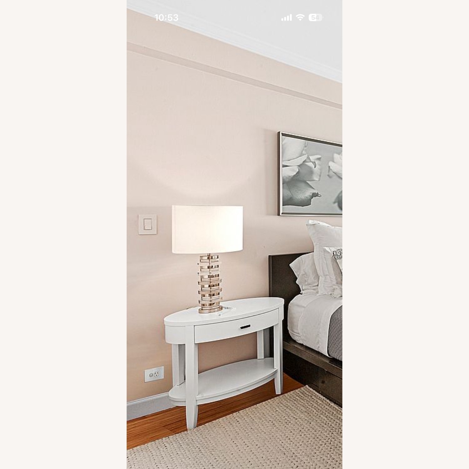 Crate & Barrel Arch White Oval Nightstands - image-1