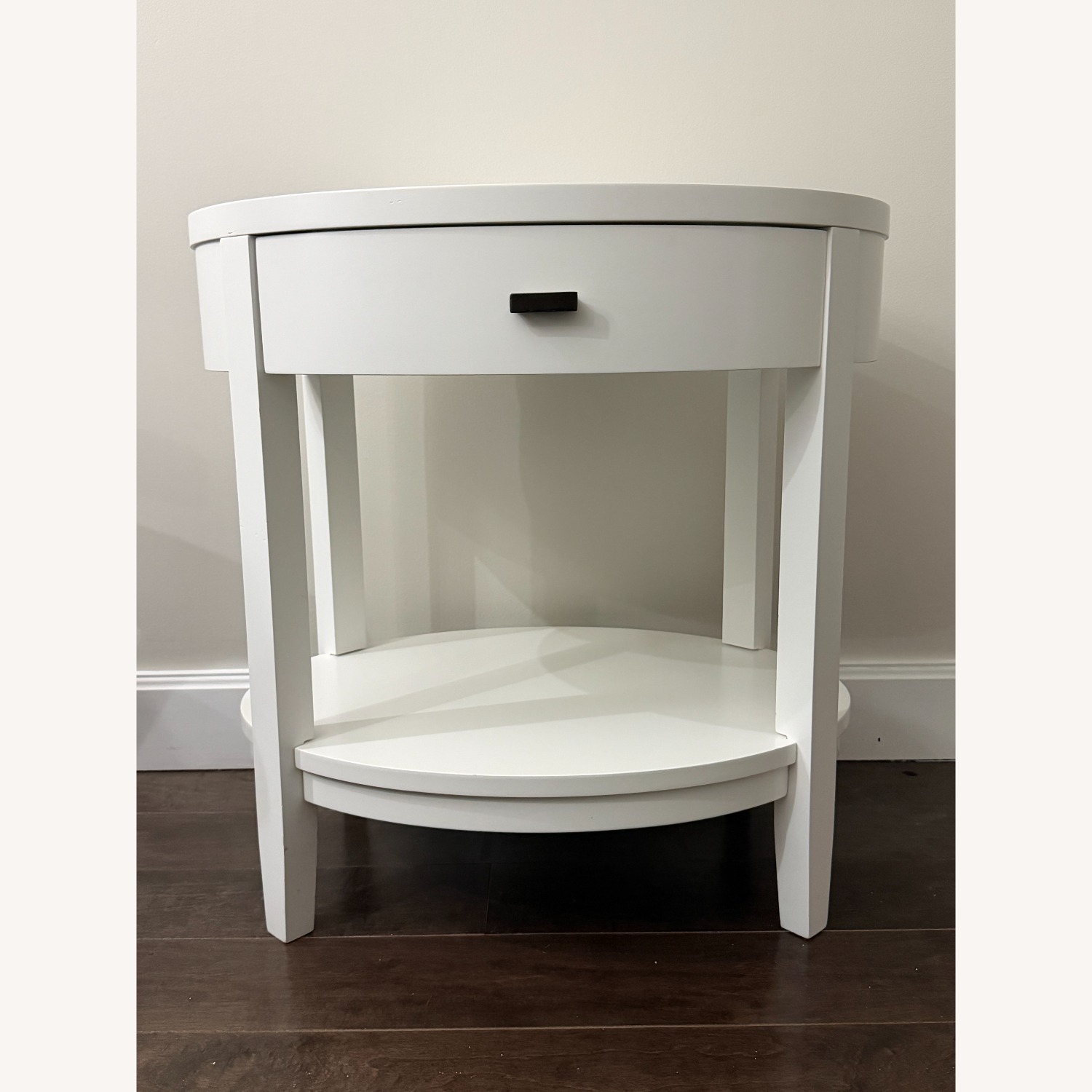 Crate & Barrel Arch White Oval Nightstands - image-2