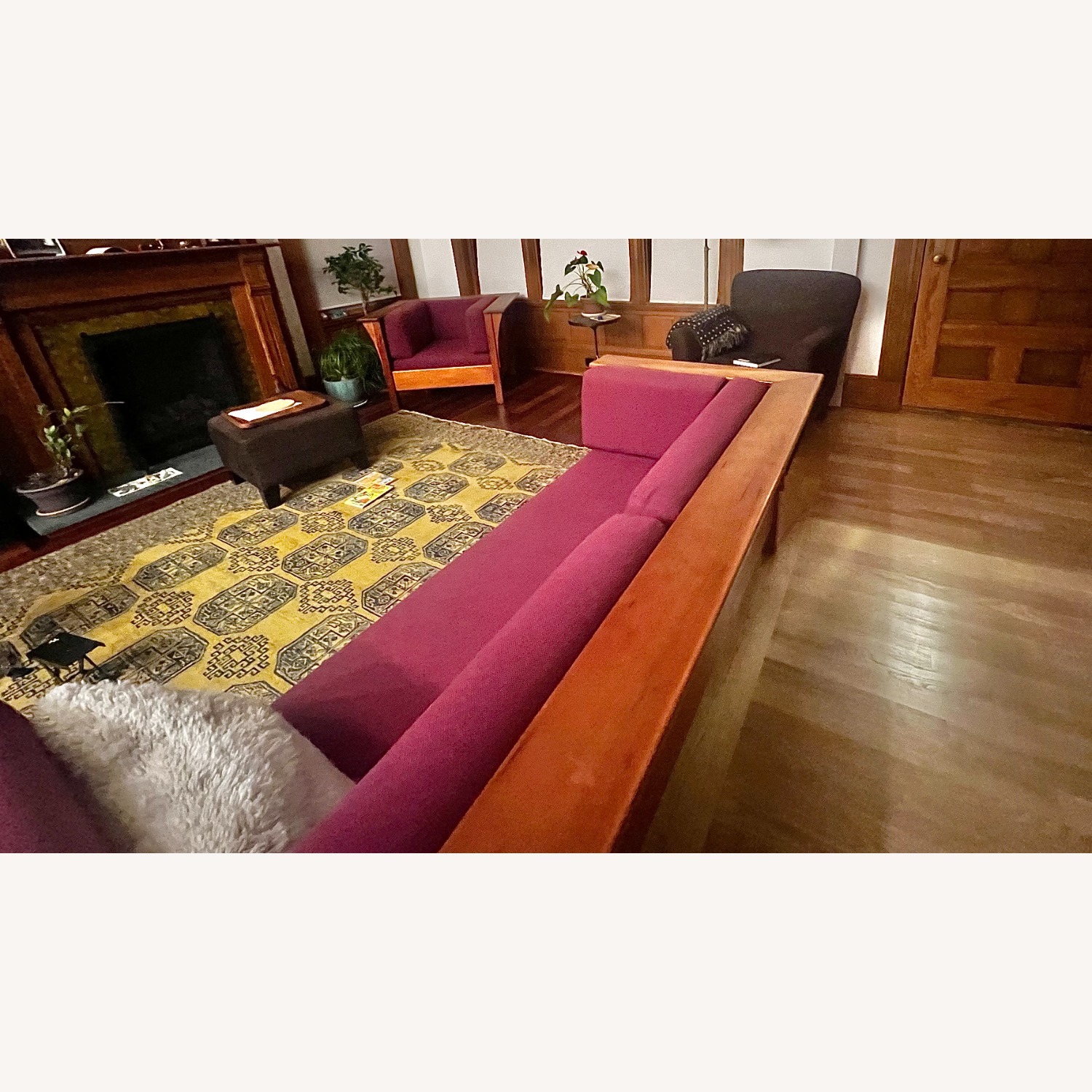 Mission Style Purple Wood 2 Seater Sofa - image-2