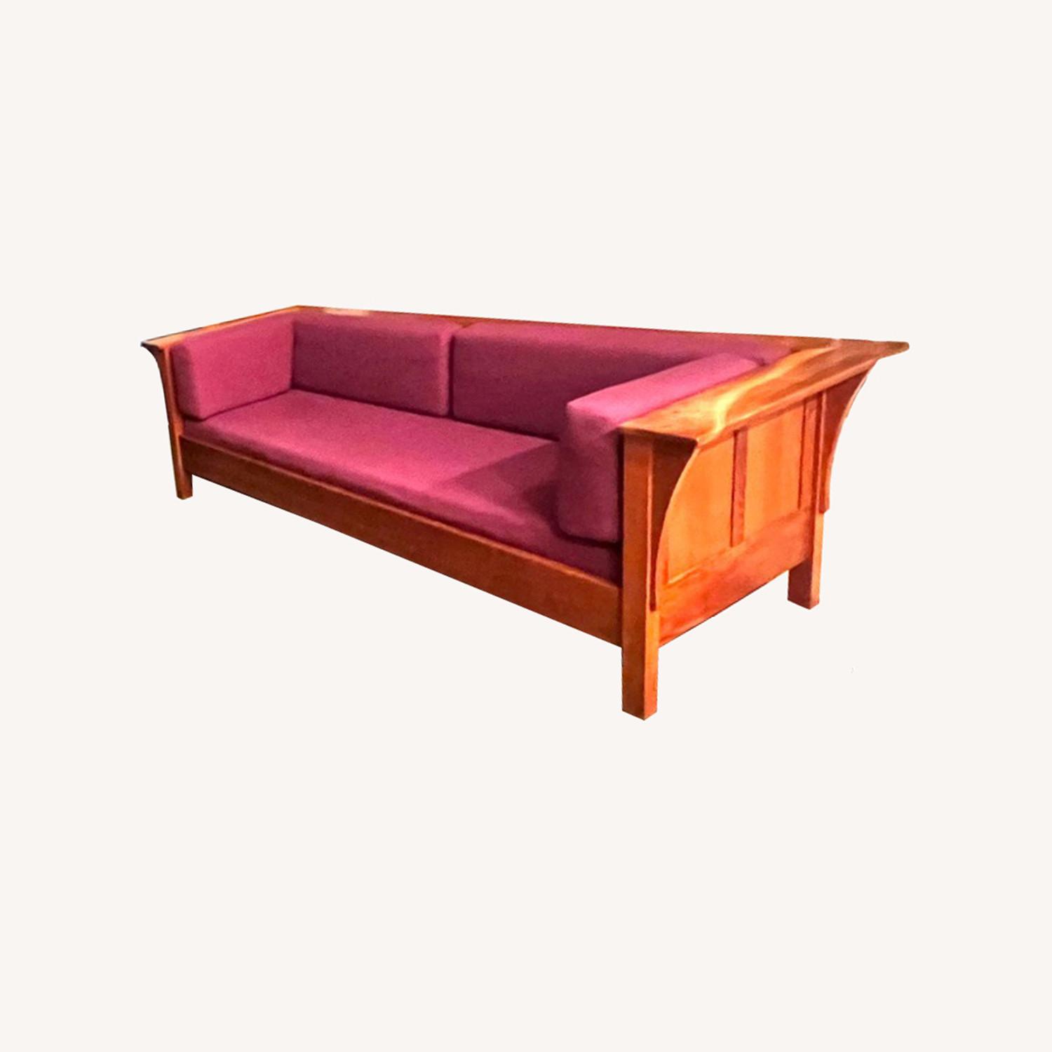 Mission Style Purple Wood 2 Seater Sofa - image-0