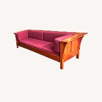 Mission Style Purple Wood 2 Seater Sofa