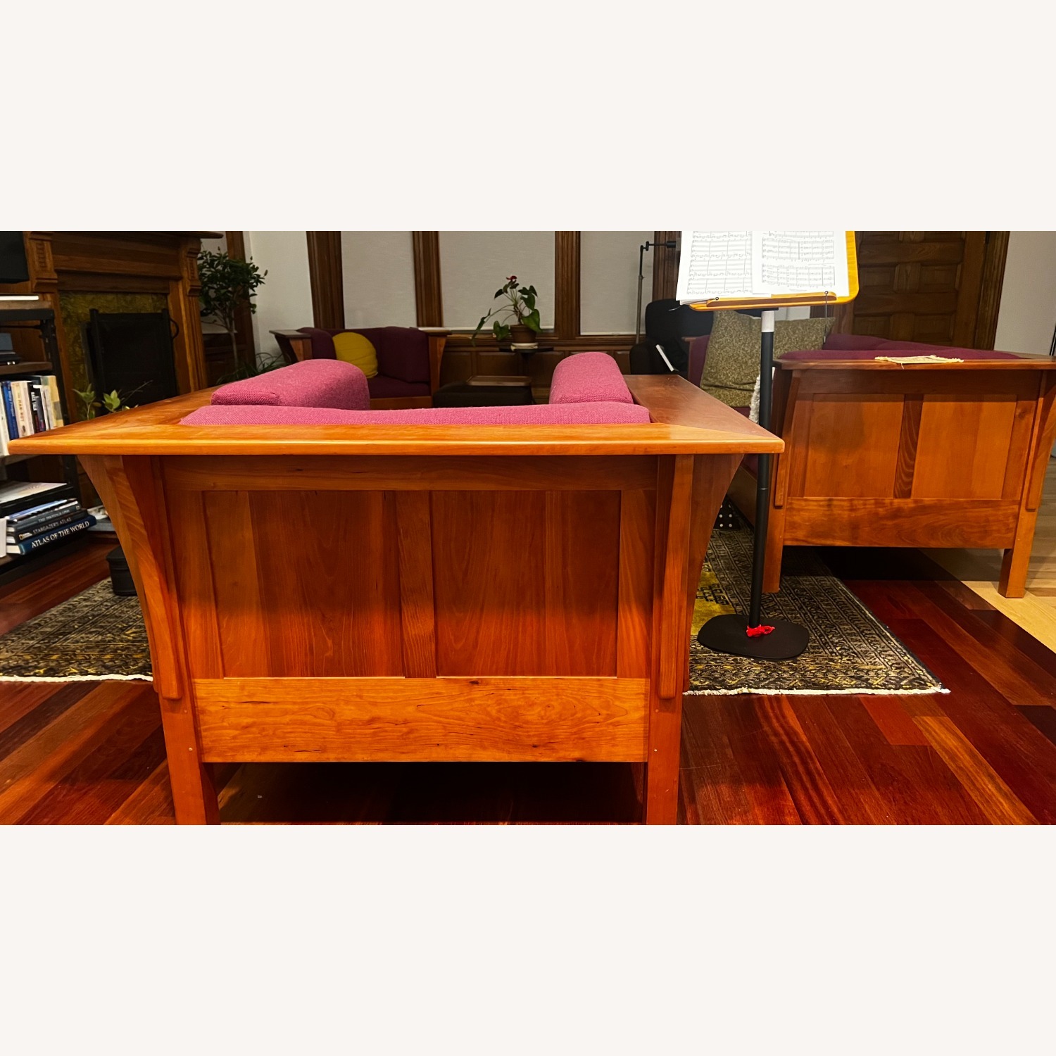 Mission Style Purple Wood Armchair - image-2