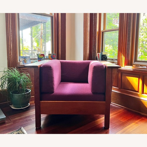 Used Mission Style Purple Wood Armchair for sale on AptDeco