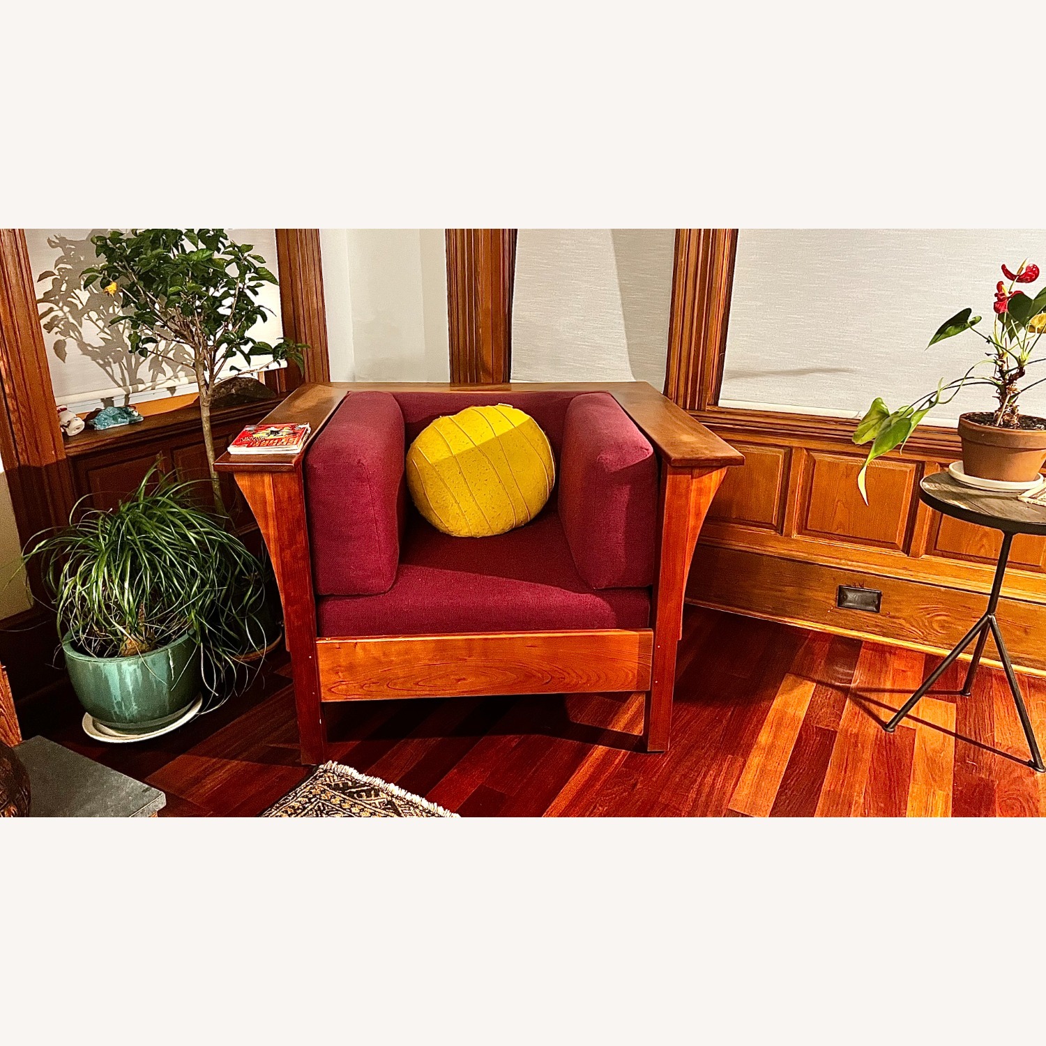 Mission Style Purple Wood Armchair - image-4