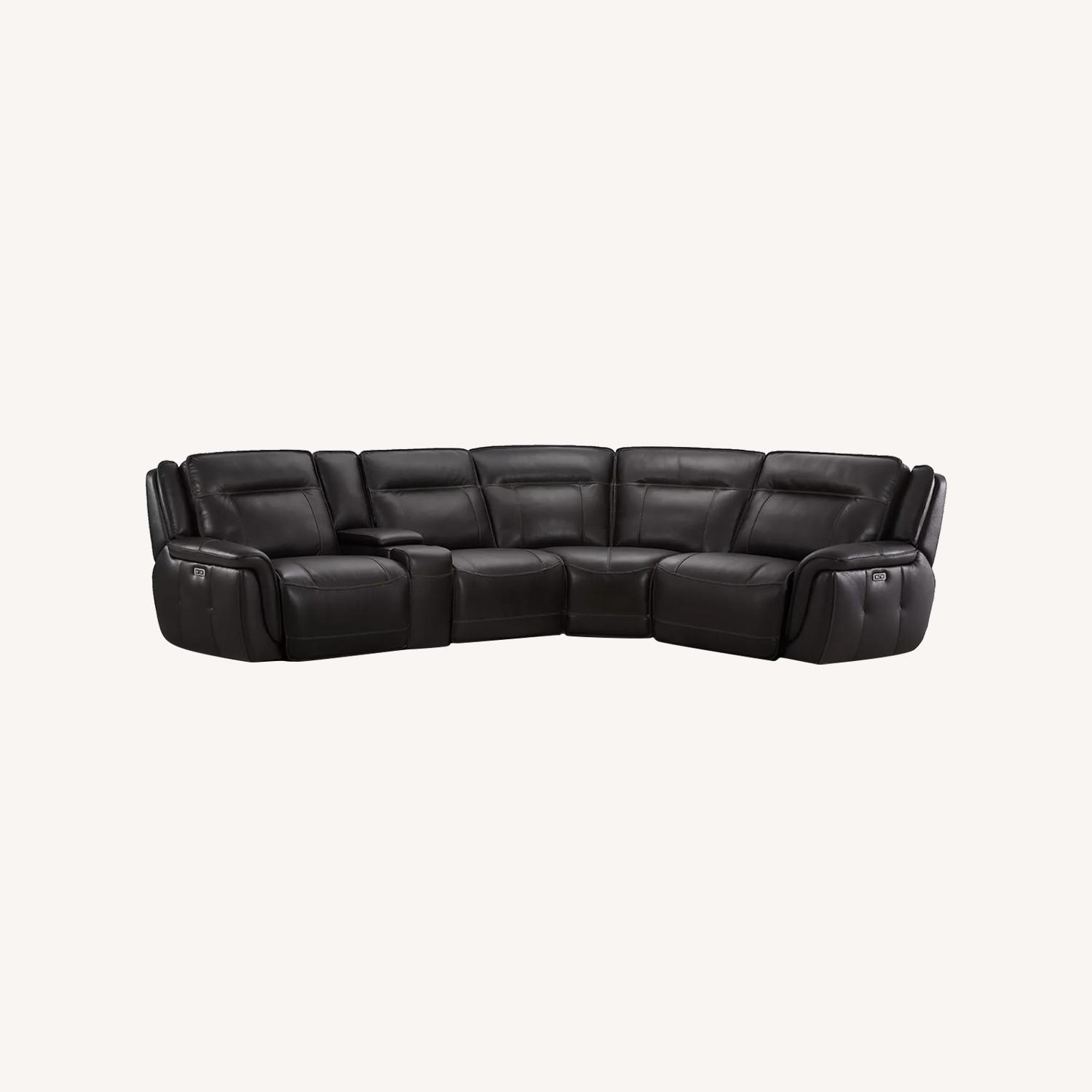 Macy's Dark Brown Leather 3+ Seater Sofa - image-0