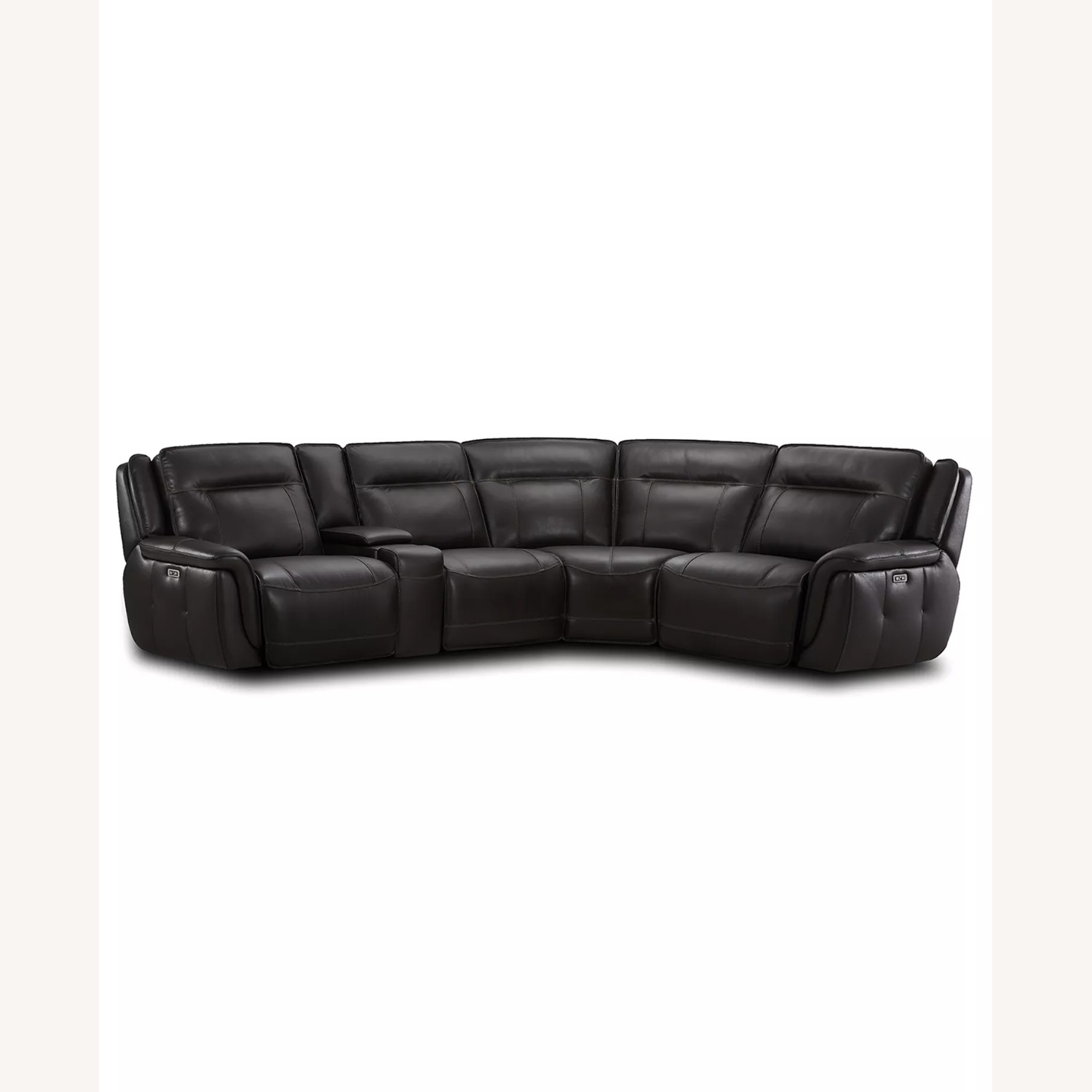 Macy's Dark Brown Leather 3+ Seater Sofa - image-0