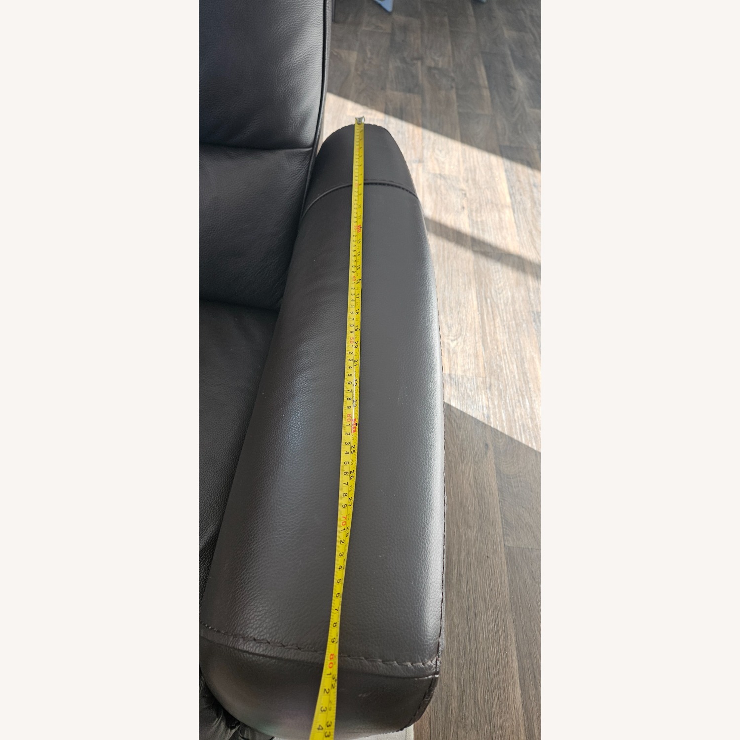 Macy's Dark Brown Leather 3+ Seater Sofa - image-5