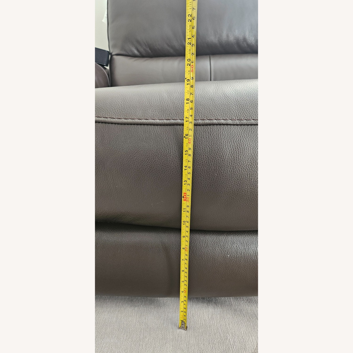 Macy's Dark Brown Leather 3+ Seater Sofa - image-4