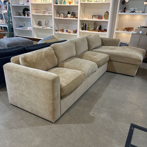 Used Custom Down Filled Chenille Sectional Sand for sale on AptDeco