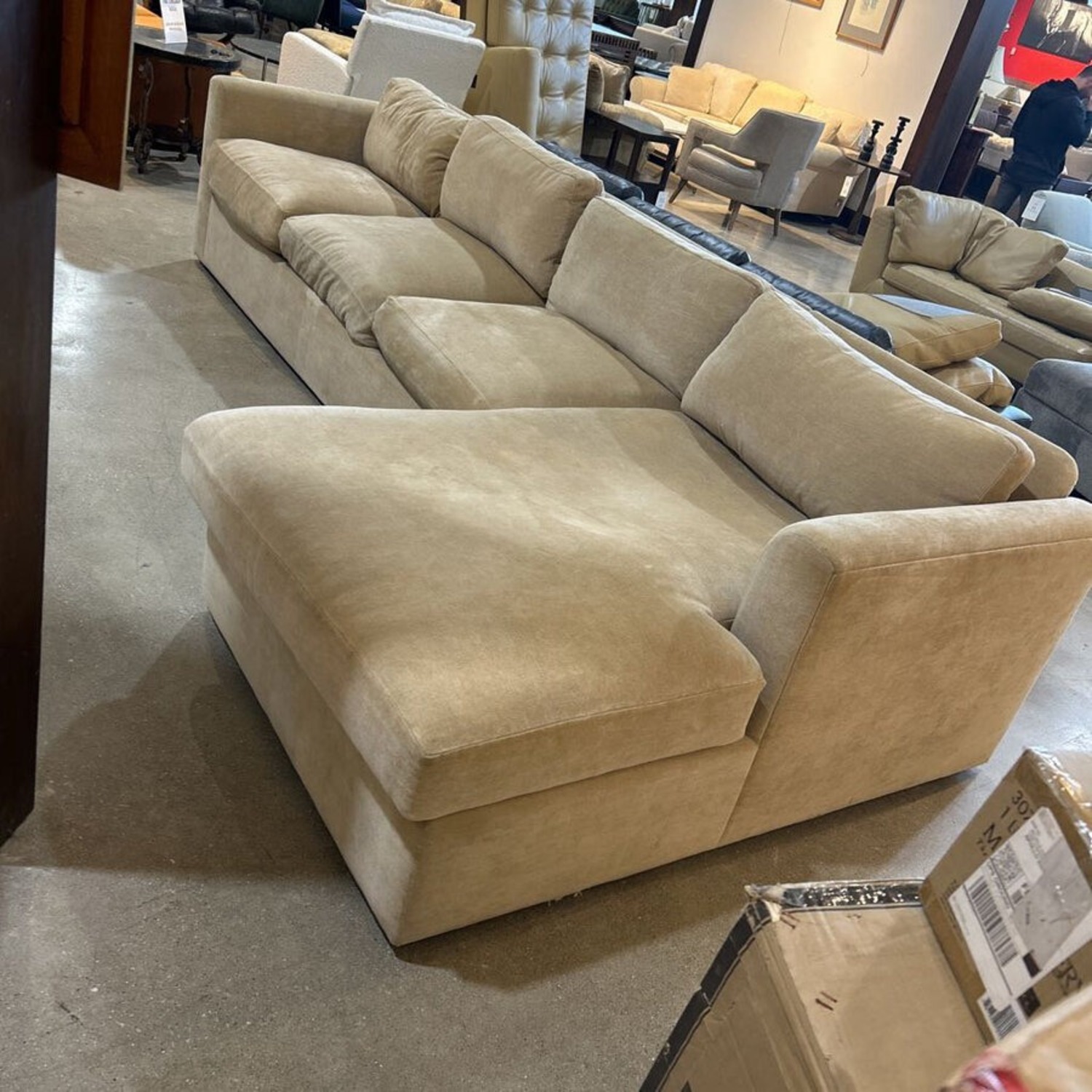 Custom Down Filled Chenille Sectional Sand - image-2