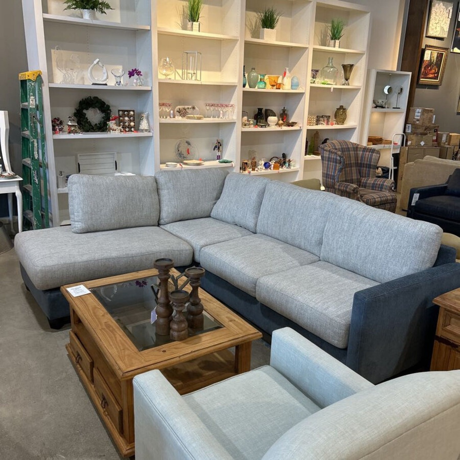 Fusion Furniture Two-Tone Left Facing Sectional - image-1