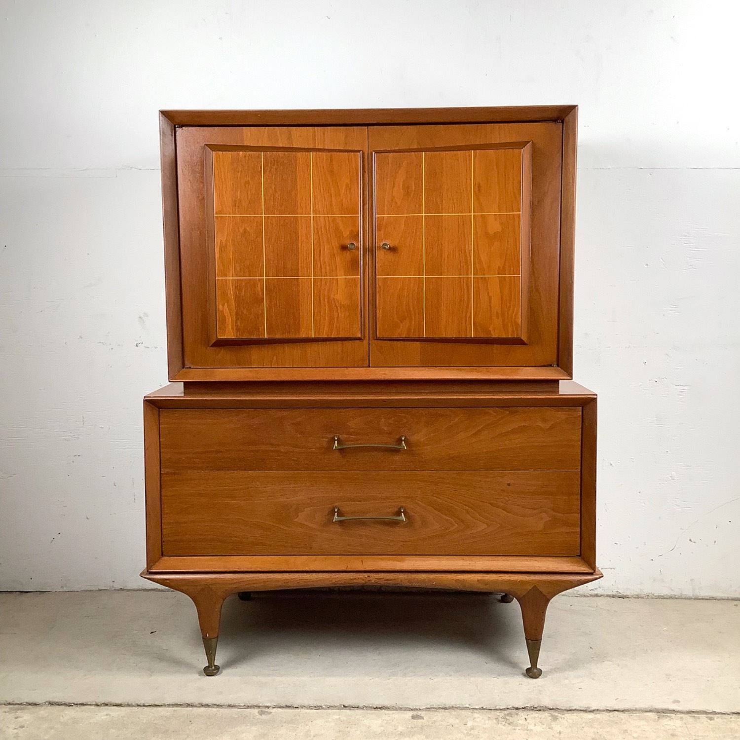 Mid-Century Modern Highboy With Sculptural Front - image-0