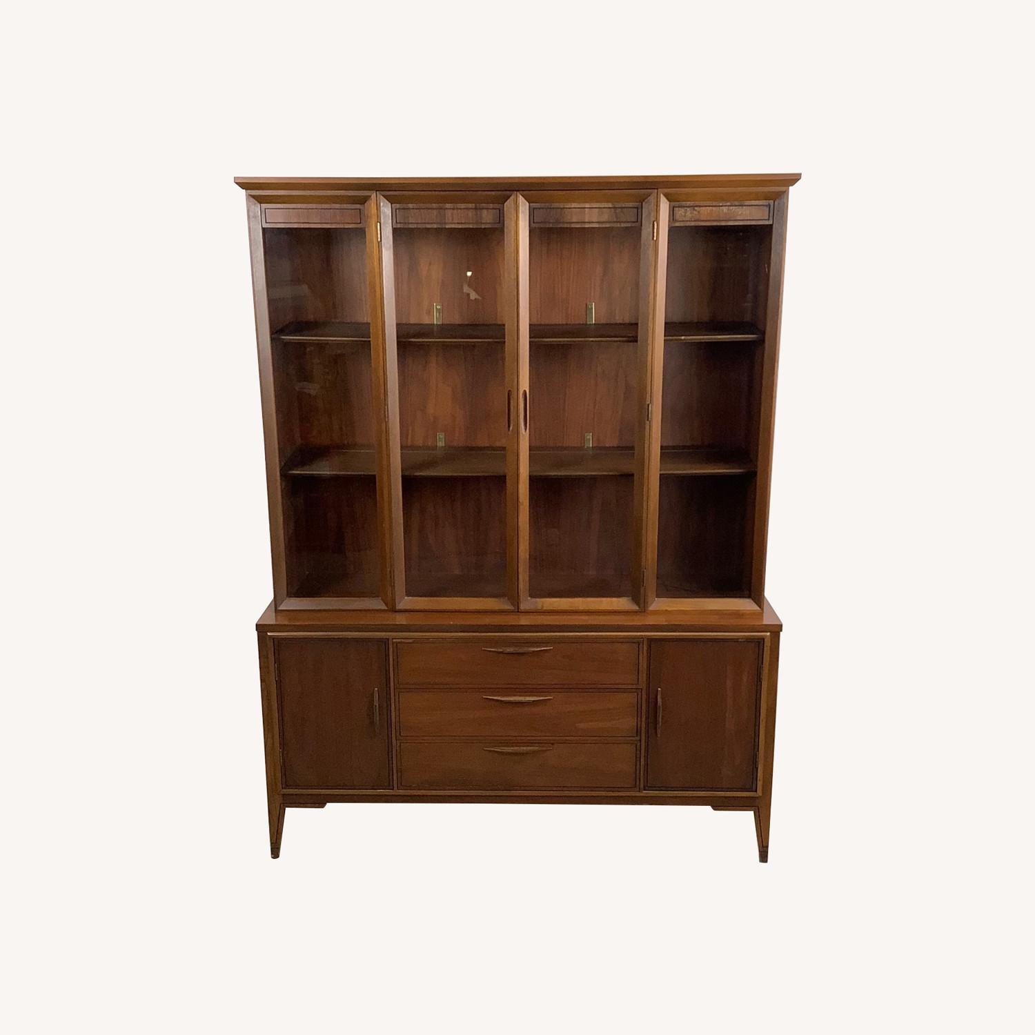  Vintage Walnut Breakfront With Display Top - image-0
