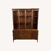  Vintage Walnut Breakfront With Display Top