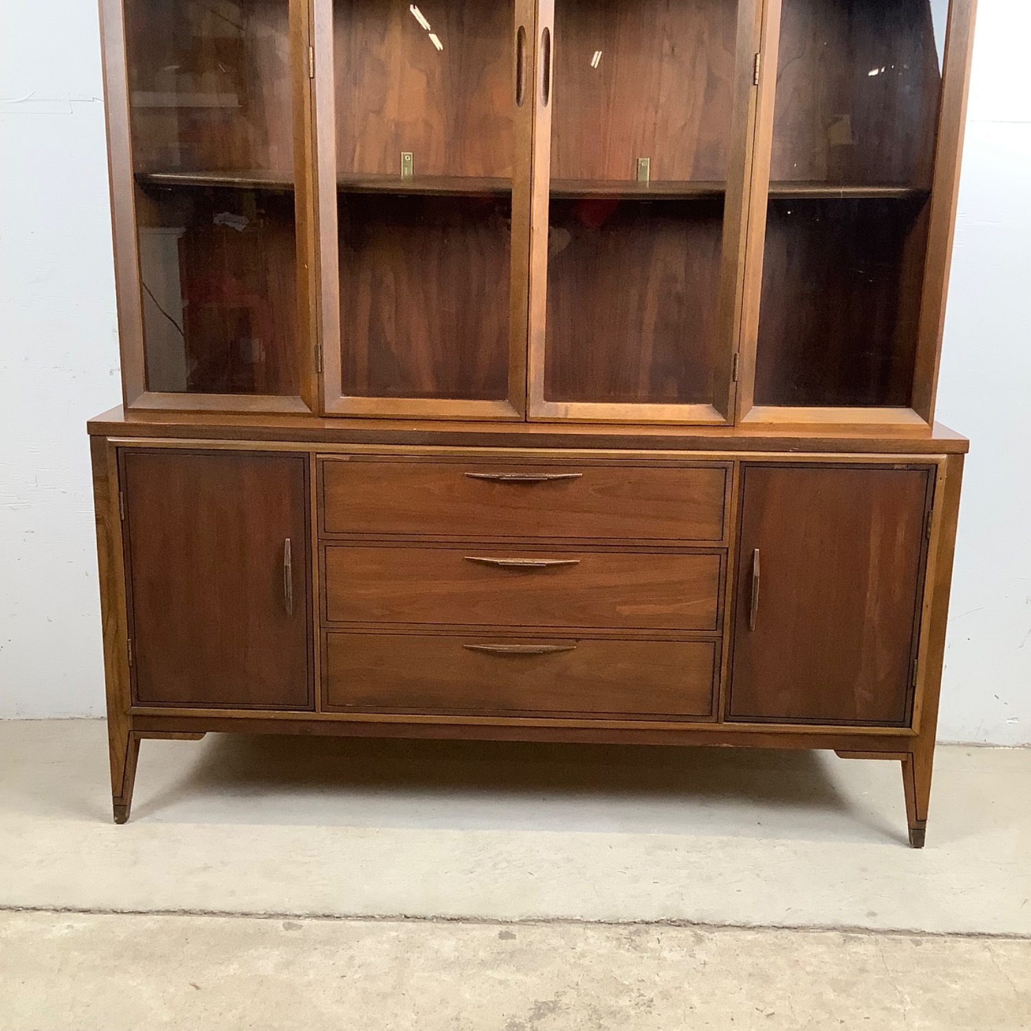 Vintage Walnut Breakfront With Display Top - image-3