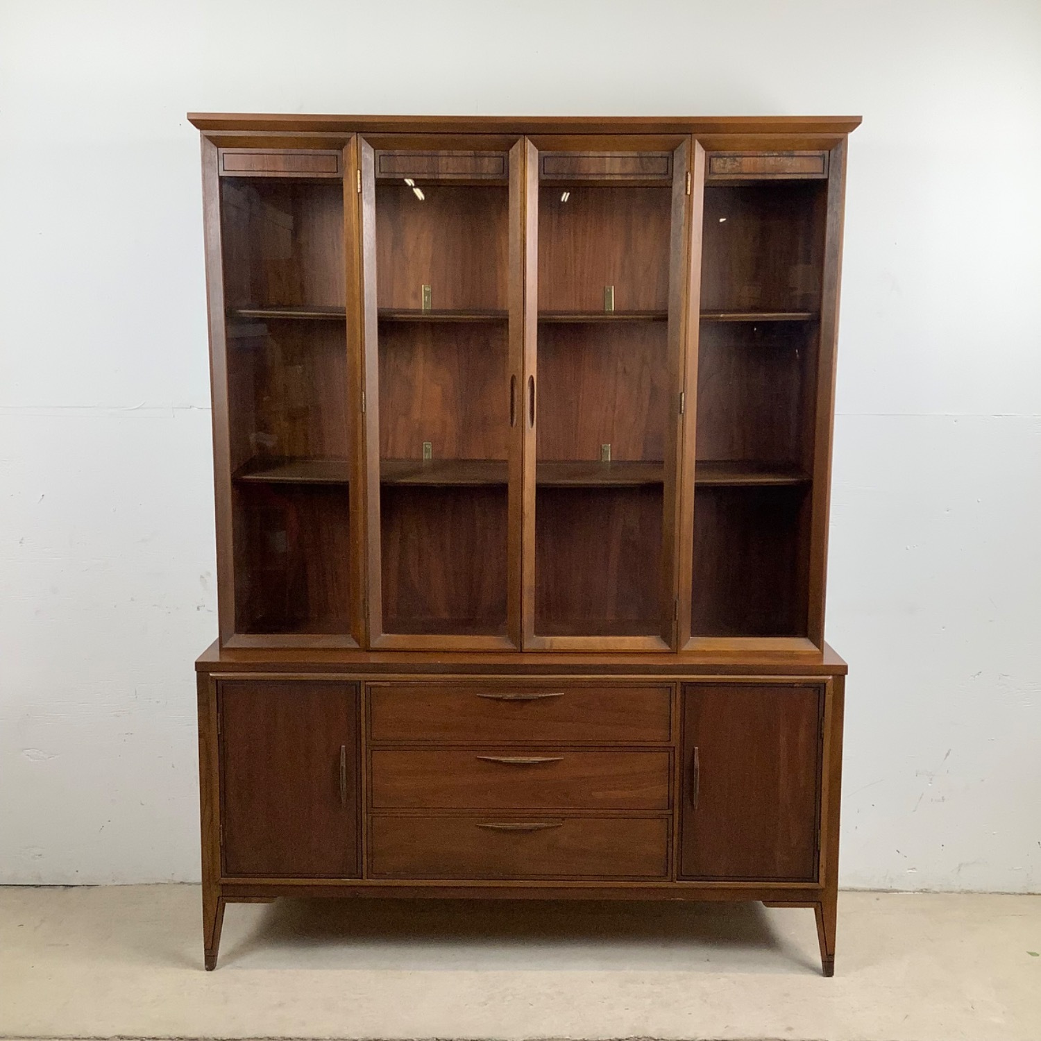 Vintage Walnut Breakfront With Display Top - image-0