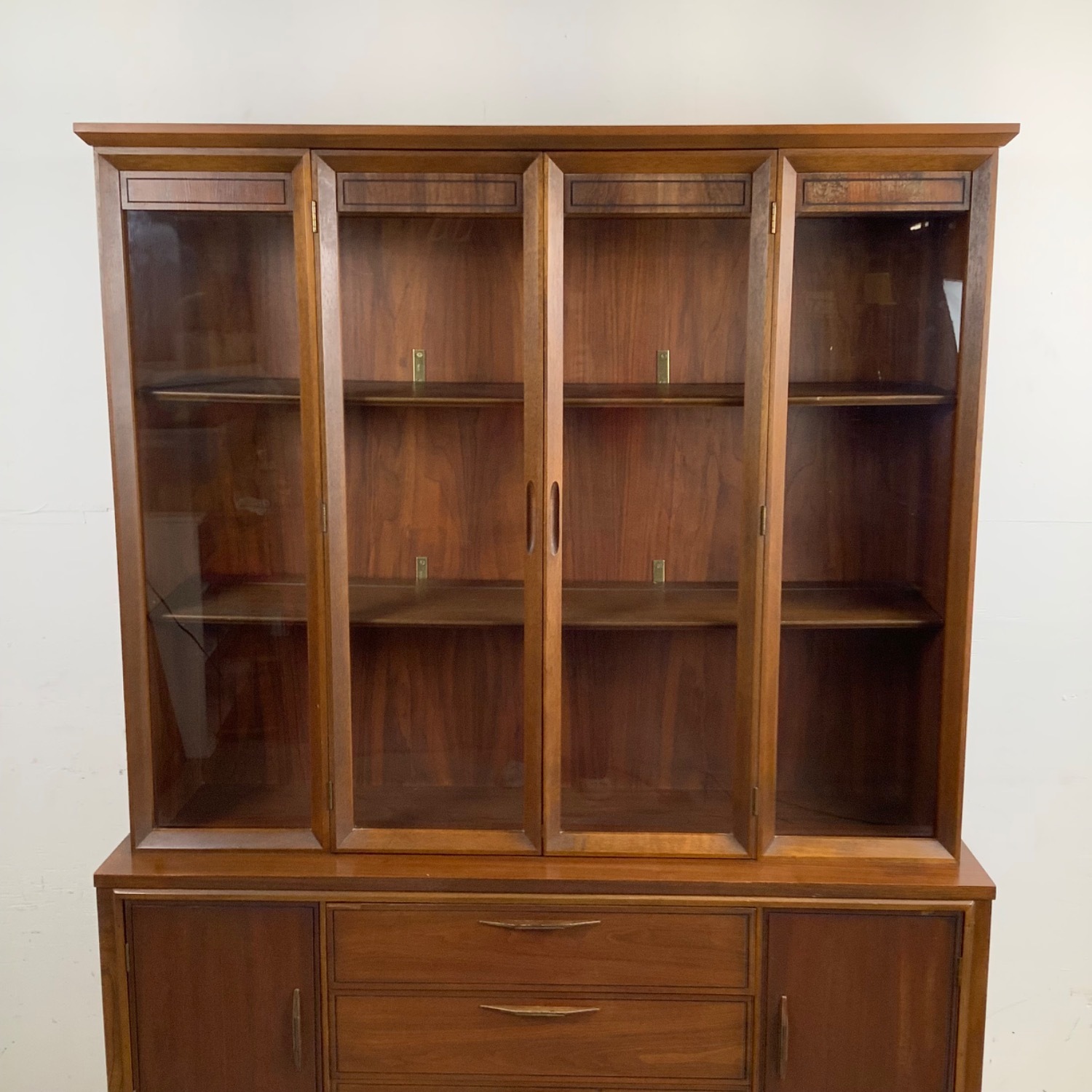 Vintage Walnut Breakfront With Display Top - image-2