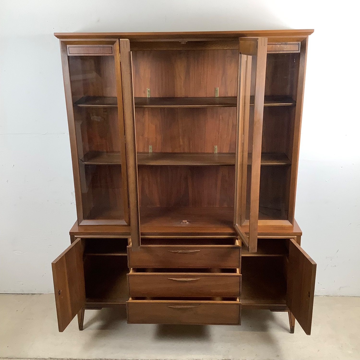 Vintage Walnut Breakfront With Display Top - image-5