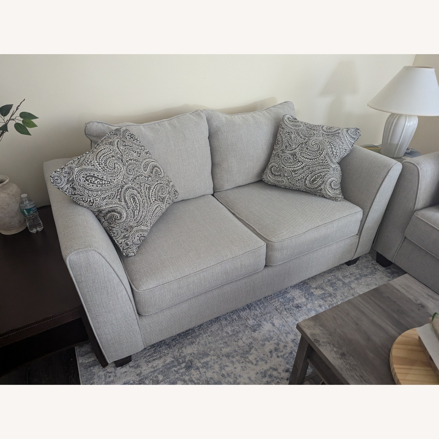 Light Gray Fabric 2 Seater Sofa - image-4