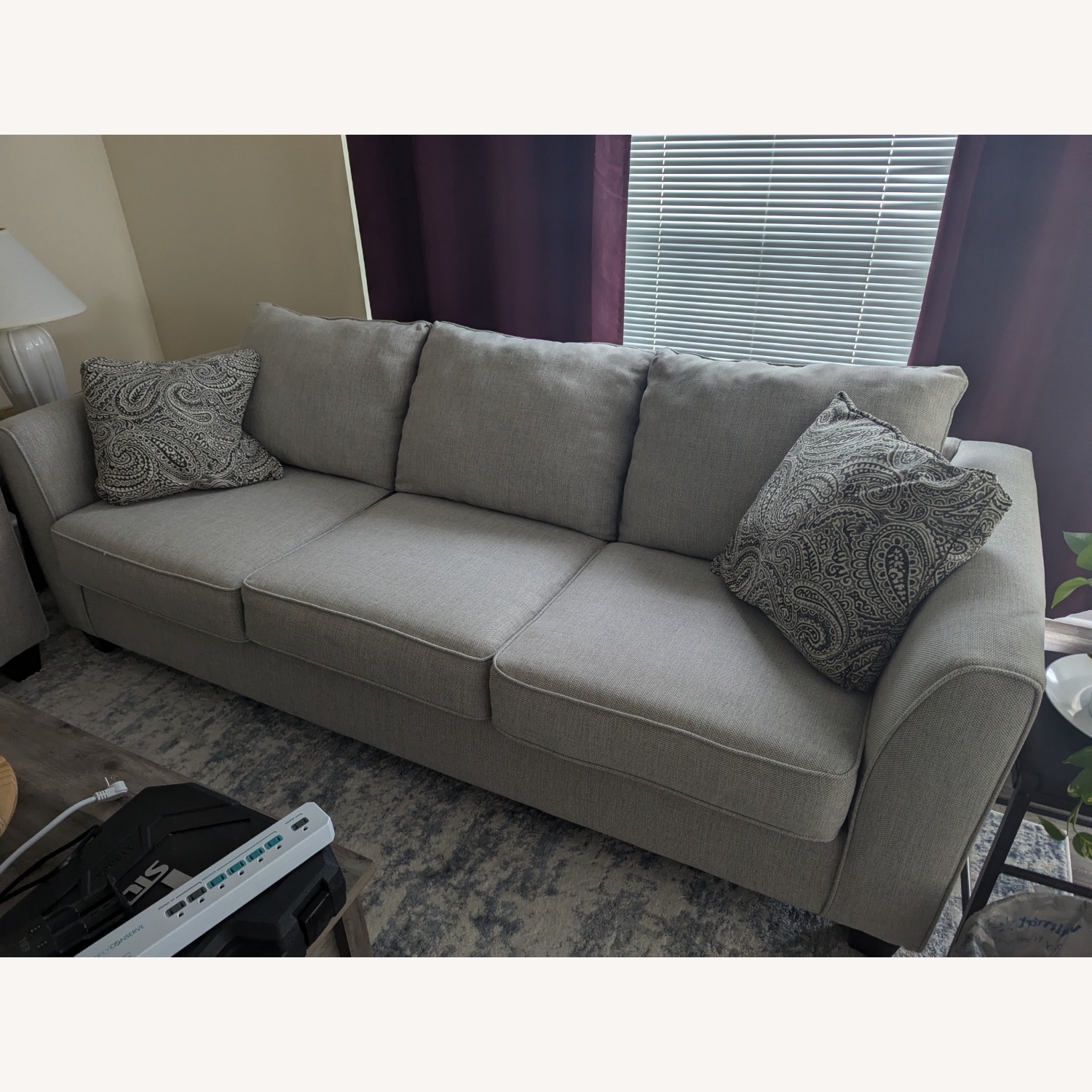 Light Gray Fabric 3+ Seater Sofa - image-1