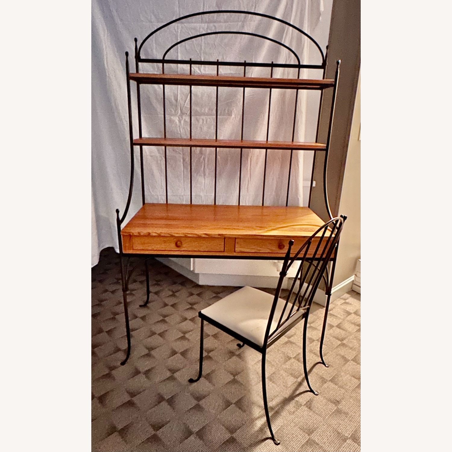 Wood and Iron Desk with Chair - image-0