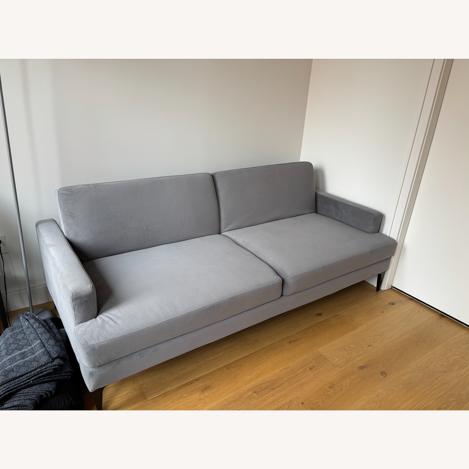 West Elm Andes Dark Gray Velvet Futon - image-3