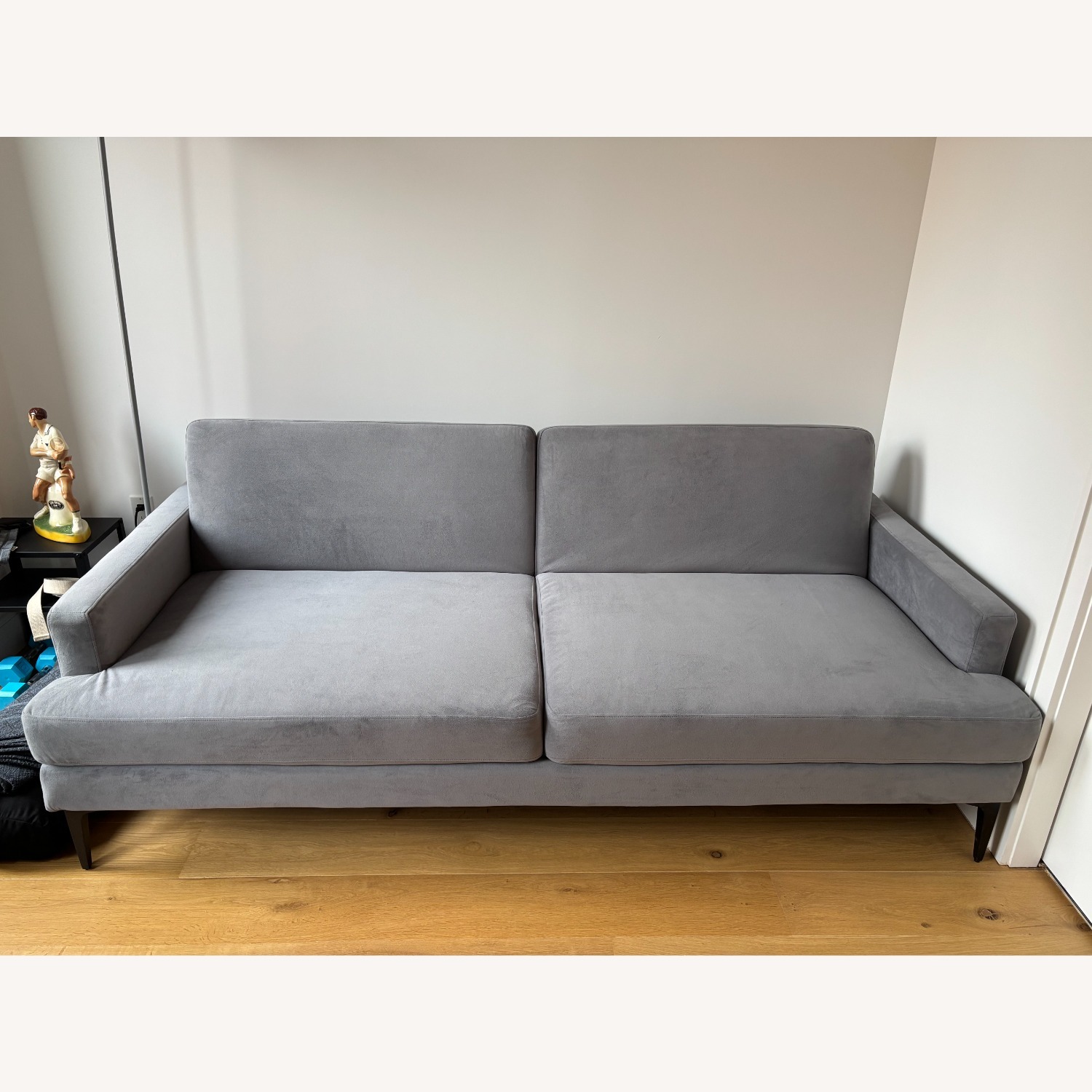 West Elm Andes Dark Gray Velvet Futon - image-1