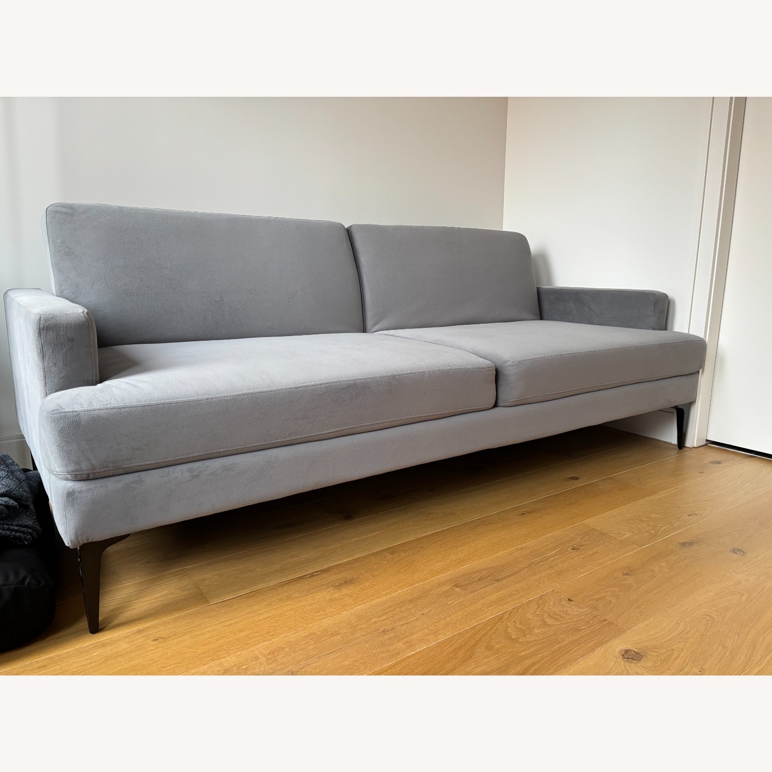 West Elm Andes Dark Gray Velvet Futon - image-5
