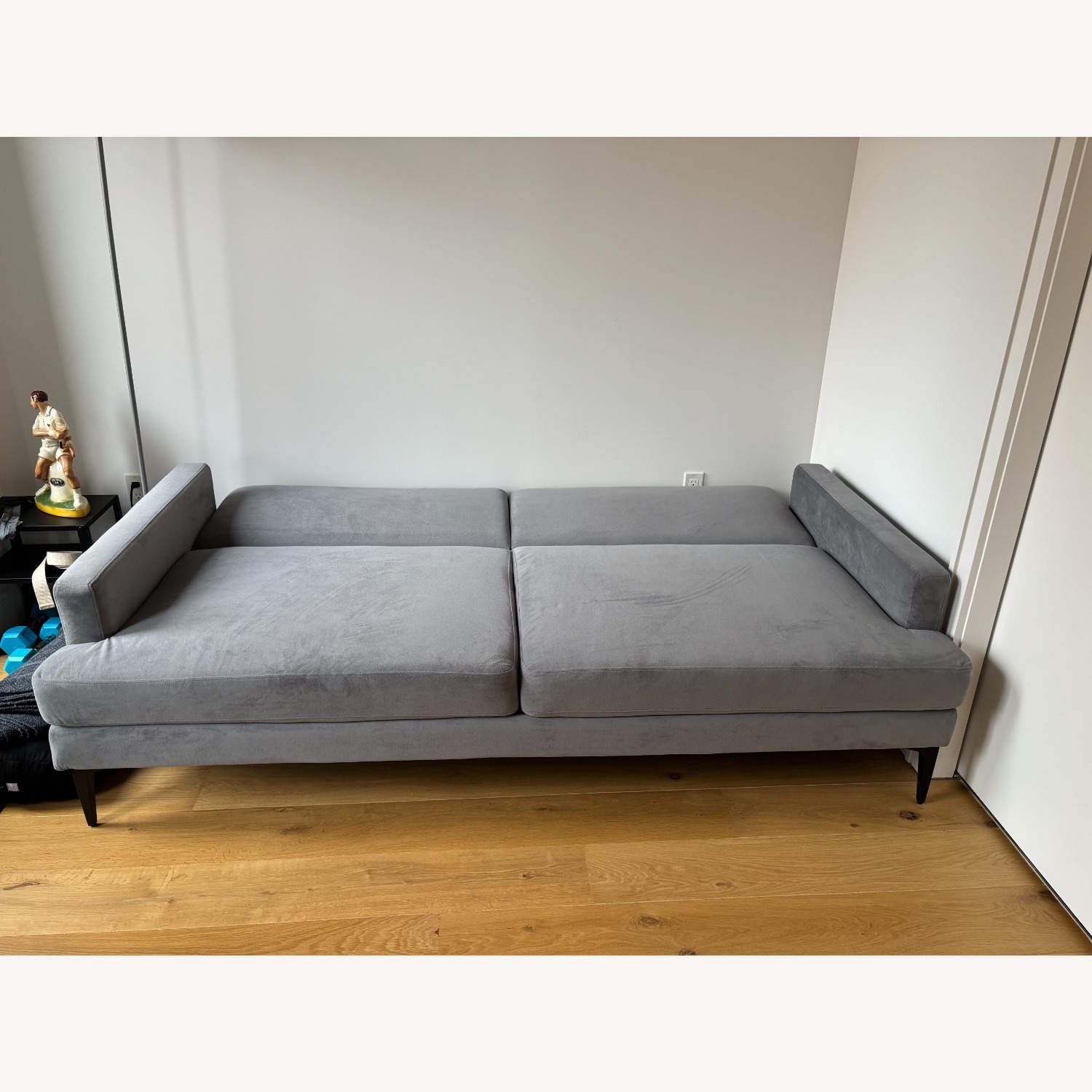 West Elm Andes Dark Gray Velvet Futon - image-4