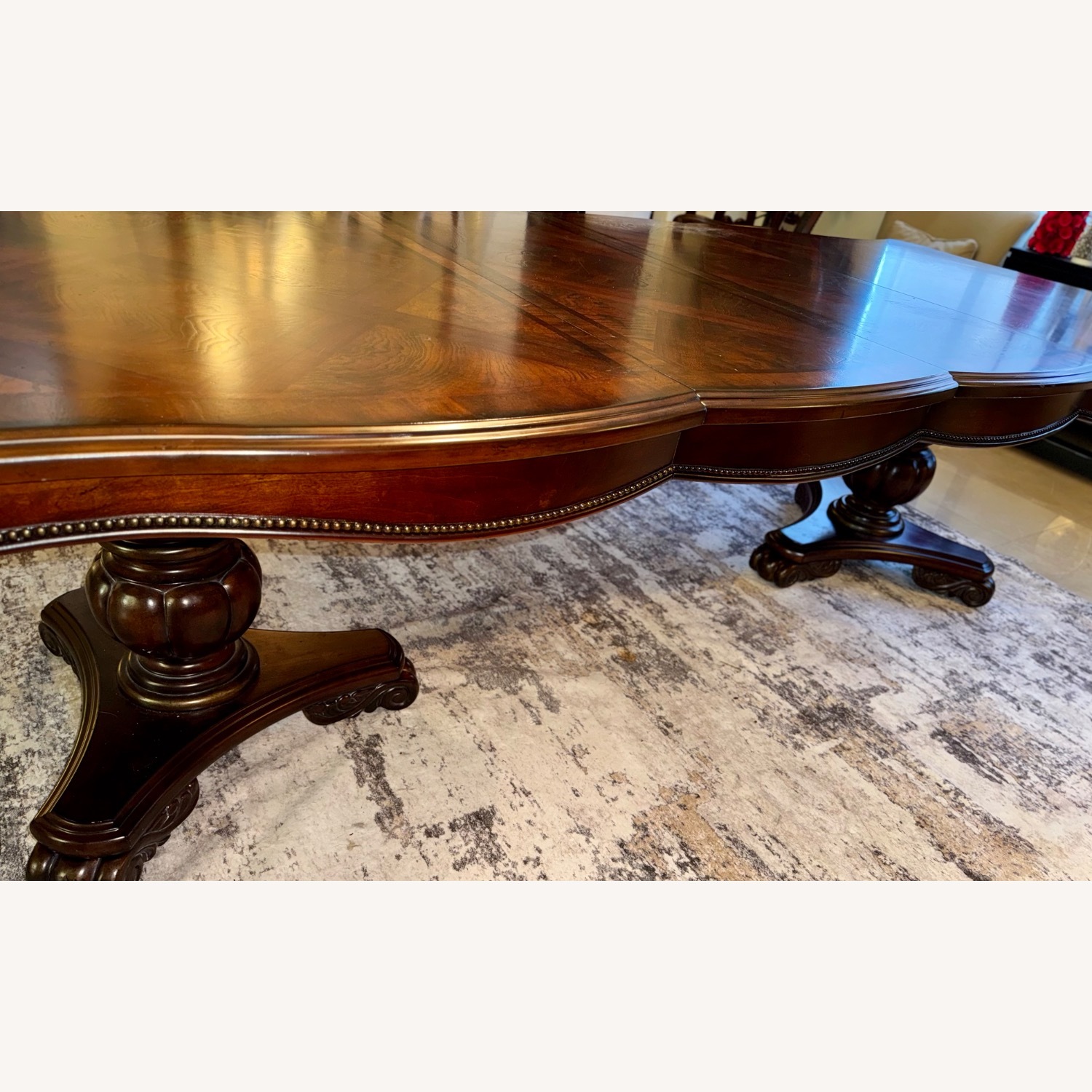 Vintage Dark Brown Wood Dining Set - image-2