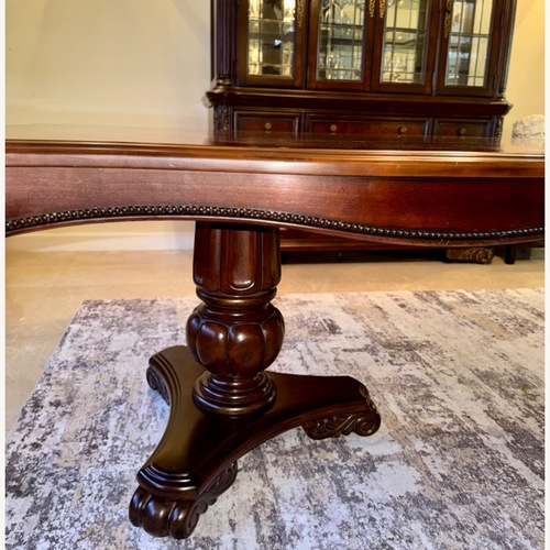 Used Vintage Dark Brown Wood Dining Set for sale on AptDeco