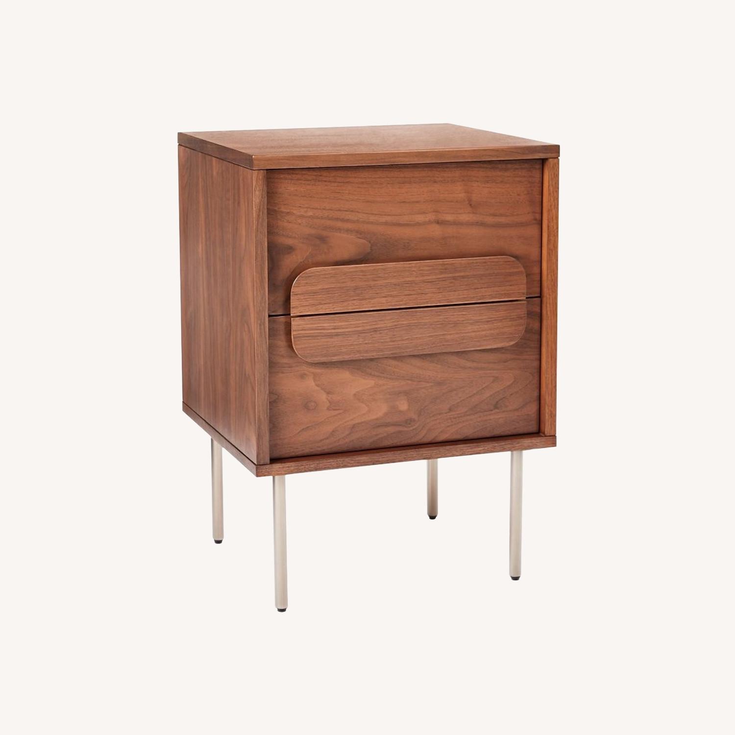 West Elm Gemini Dark Brown Wood Nightstand - image-0