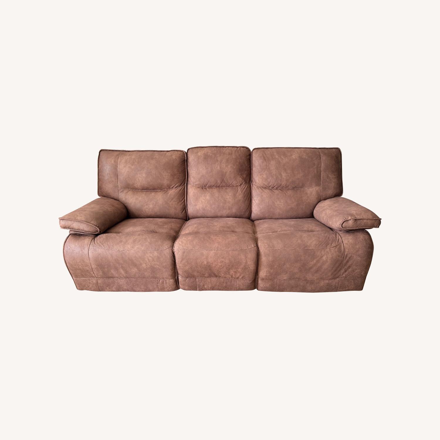 Living Spaces Light Brown Leather 3+ Seater Sofa - image-0