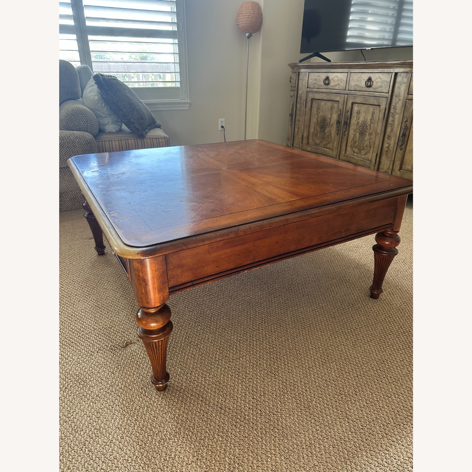 Dark Brown Wood Coffee Table - image-5