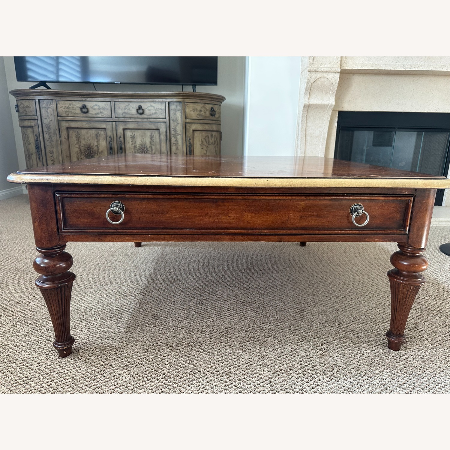 Dark Brown Wood Coffee Table - image-3