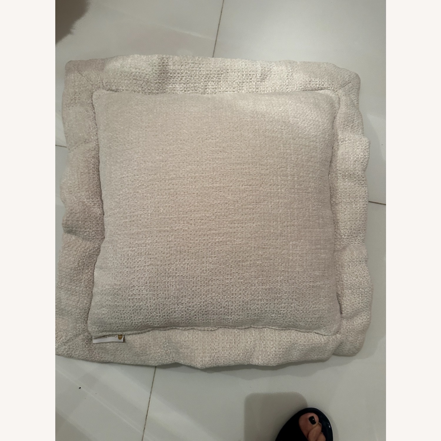 Vintage/Antique White Leather 3+ Seater Sofa - image-12