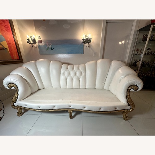 Used Vintage/Antique White Leather 3+ Seater Sofa for sale on AptDeco